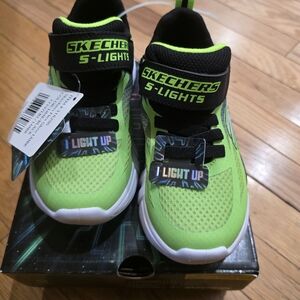 Skechers Kids' S-Lights Green Shoes